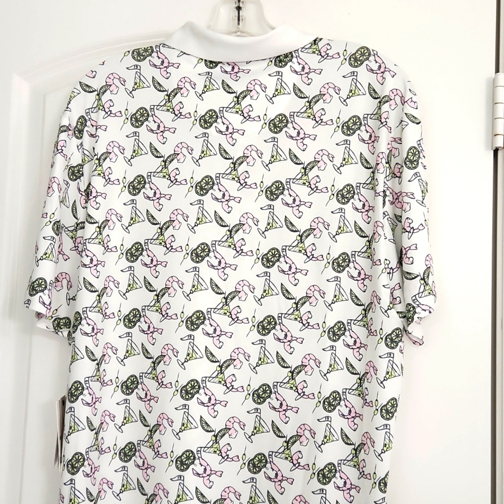 🐧Penguin golf shirt with a fun shrimp cocktail print. New, perfect condition!🍸 - Picture 6 of 10